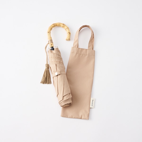 Because 折りたたみ晴雨兼用傘 プレーンカラー ベージュ