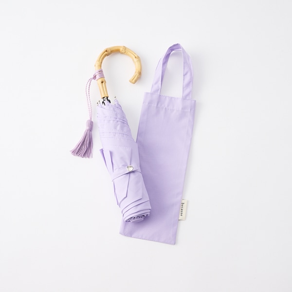 Because 折りたたみ晴雨兼用傘 プレーンカラー パープル