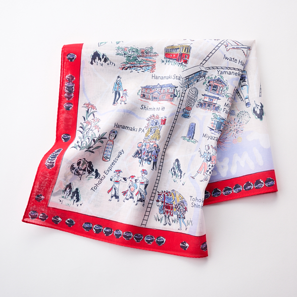 47 Japan Rediscovery ハンカチ 岩手 わんこそば