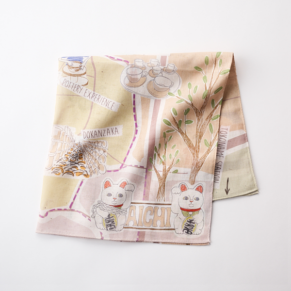 47 Japan Rediscovery ハンカチ 愛知 招き猫: ファッション｜AKOMEYA TOKYO