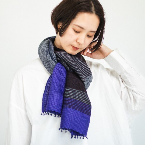 AKOMEYA TOKYO/ 工房織座 YURAGI WOOL MUFFLER パープルブルー