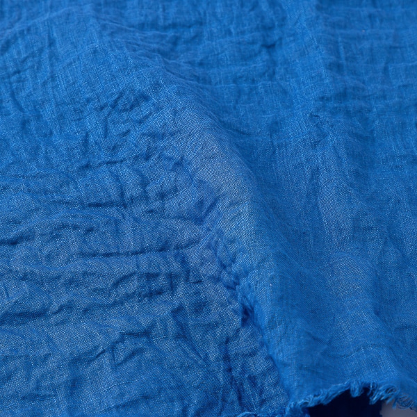 LOCALLY/ 60linen grment dye MUFFLER blue