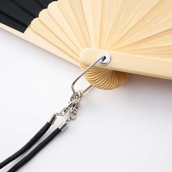 アウトドア扇子 ストラップ ブラック