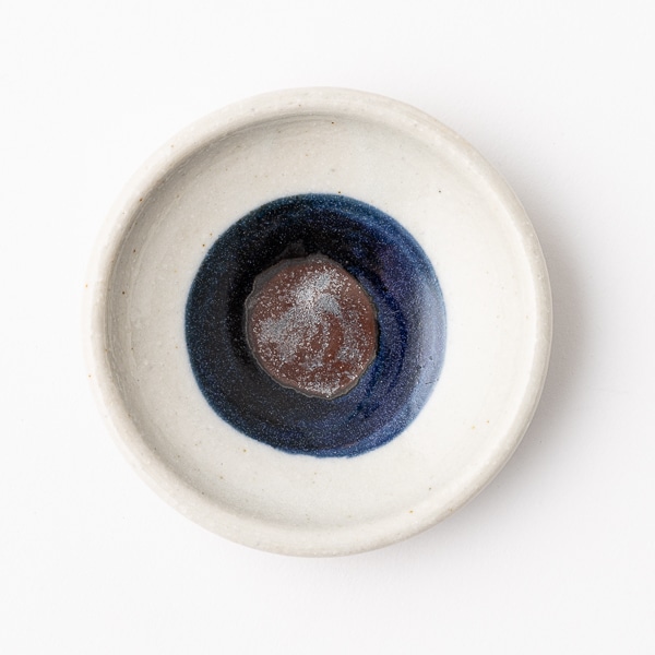 美濃焼/豆皿　２－３０２　青丸紋中茶