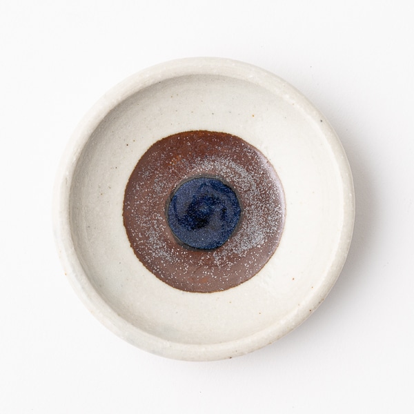 美濃焼/豆皿　２－３０３　茶丸紋中青