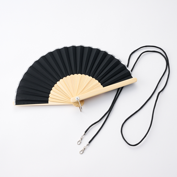 アウトドア扇子 ストラップ ブラック