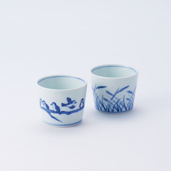 清水焼 とうあん(白掛五草花) 蕎麦猪口
