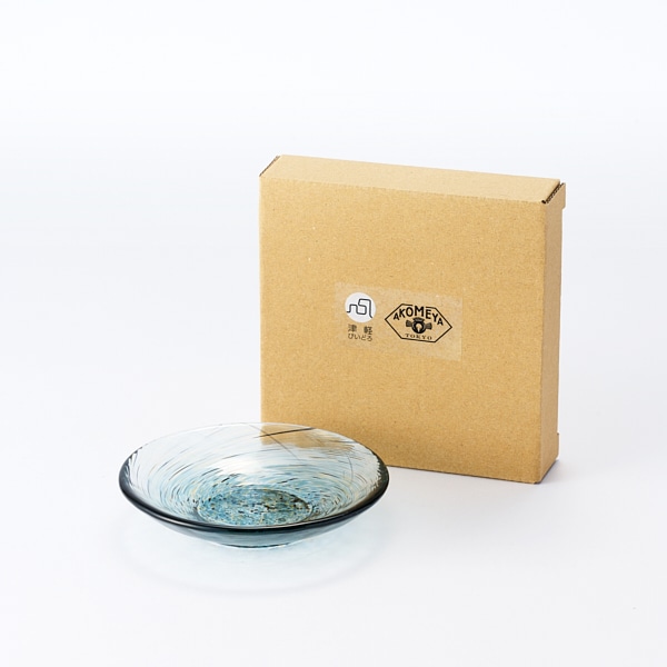 AKOMEYA TOKYO/ 津軽びいどろ ミニプレート 藍鼠