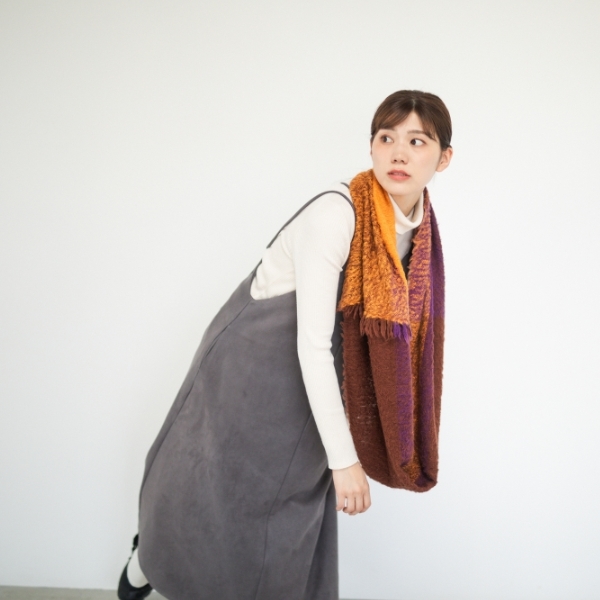 AKOMEYA TOKYO/工房織座 BRUSHED COTTON SNOOD イエロー×パープル