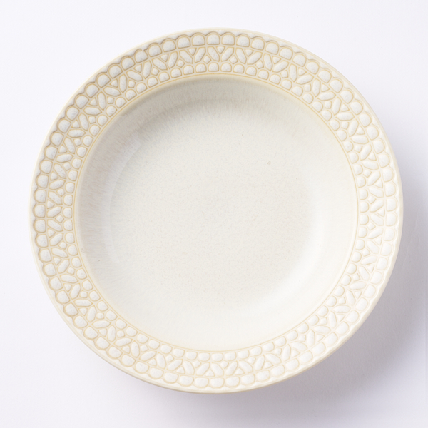 美濃焼陶器市 レースホワイトリム型9吋クープ(ホワイト): 食器