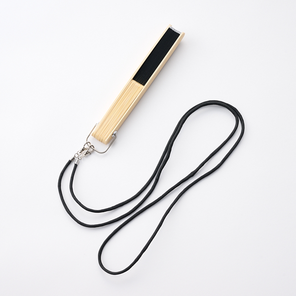 アウトドア扇子 ストラップ ブラック