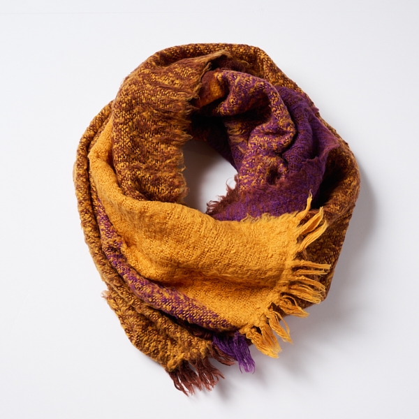 AKOMEYA TOKYO/工房織座 BRUSHED COTTON SNOOD イエロー×パープル