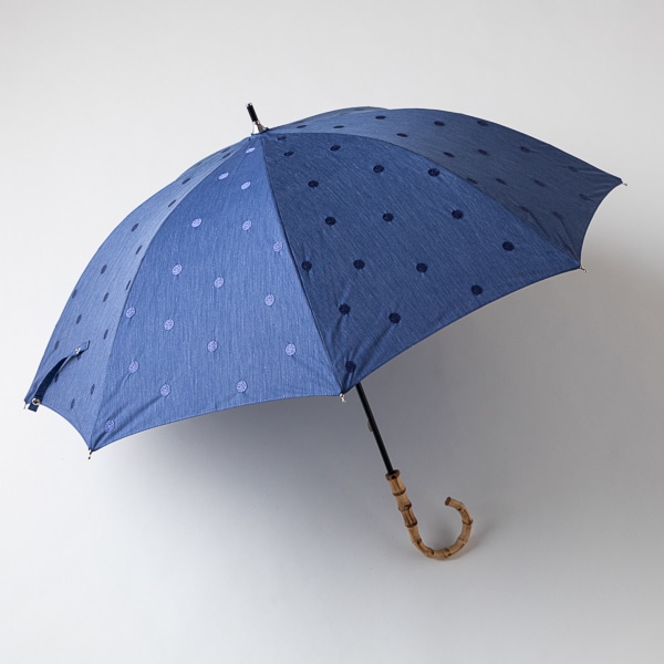Akomeya Tokyo ドット刺繍日傘 長傘 ネイビー 長傘 ネイビー ファッション Akomeya Tokyo