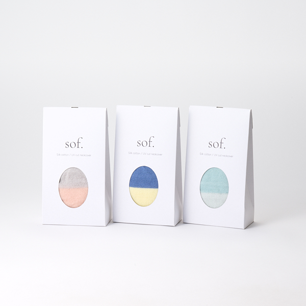 AKOMEYA TOKYO/ シルク×コットン 2tone ネックカバー サックス×ライトブルー