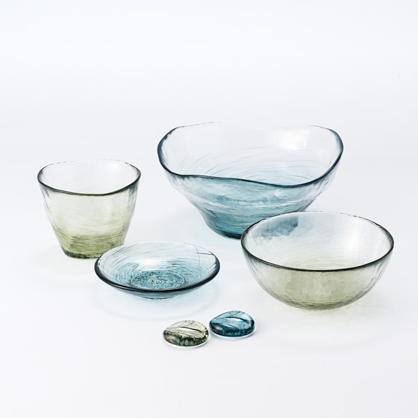 AKOMEYA TOKYO/ 津軽びいどろ ミニプレート 藍鼠