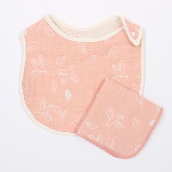 Ovlov 6重ガーゼスタイ ハンカチ ギフトセット ピース柄 ライトピンク ライトピンク こども ベビー Akomeya Tokyo