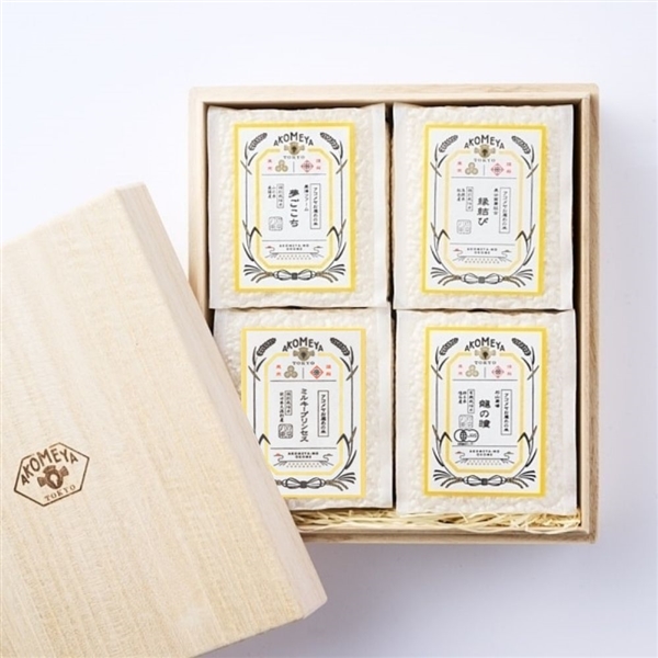 AKOMEYA TOKYO/ 令和6年度 謹製桐箱入り もっちり4種食べ比べセット【2合パック(白米)】