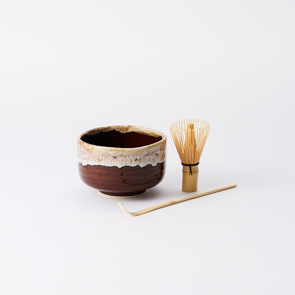 AKOMEYA TOKYO/ 波佐見焼 野点抹茶碗 3点セット 飴茶白唐津流し