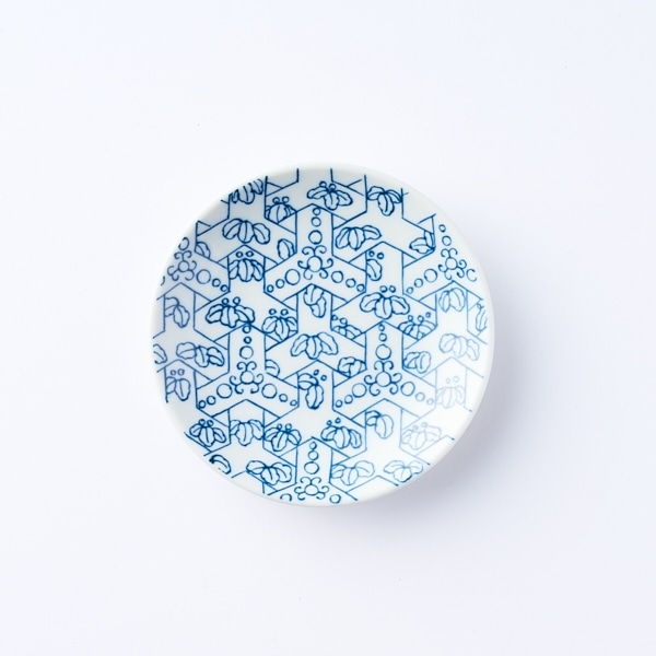 平戸焼 青花 染付山水文 小皿 四客 C 4748 工芸品