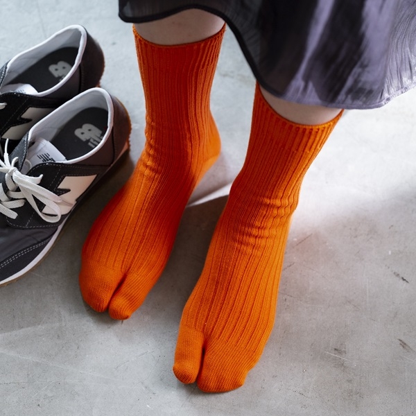 福助×AKOMEYA TOKYO Cozy Rib Tabi Socks オレンジ M 23-25cm