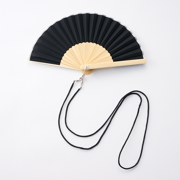 アウトドア扇子 ストラップ ブラック