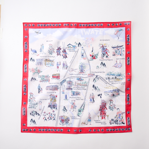 47 Japan Rediscovery ハンカチ 岩手 わんこそば