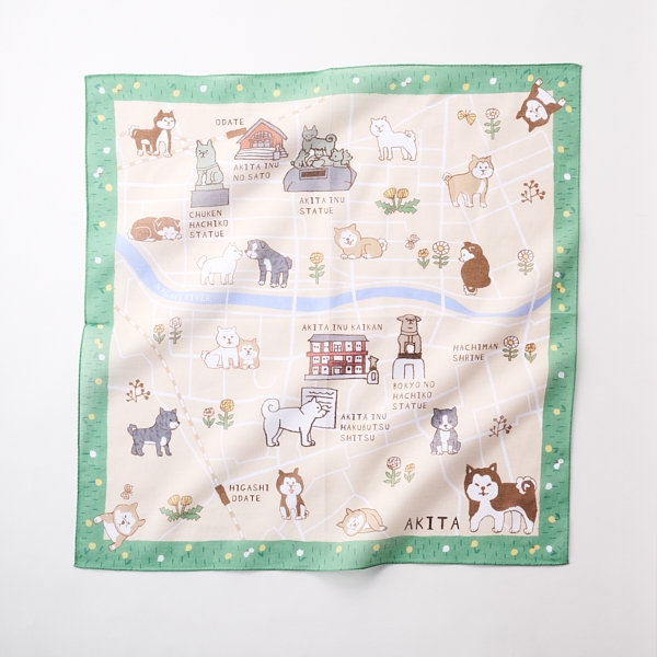 47 Japan Rediscovery ハンカチ 秋田 秋田犬