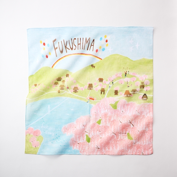47 Japan Rediscovery ハンカチ 福島 三春の滝桜: ファッション