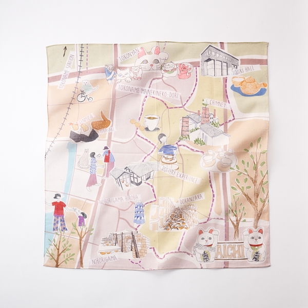 47 Japan Rediscovery ハンカチ 愛知 招き猫: ファッション｜AKOMEYA TOKYO