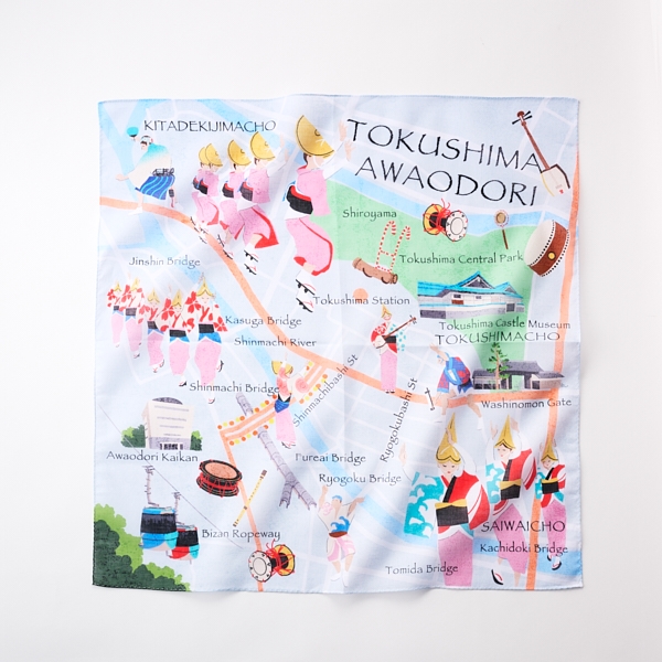 47 Japan Rediscovery ハンカチ 徳島 阿波踊り: ファッション｜AKOMEYA