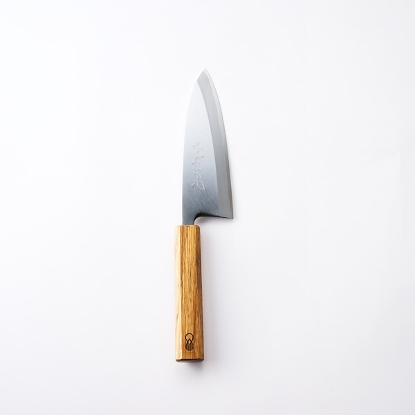 實光刃物　出刃包丁　15cm　樫柄