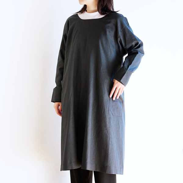 AKOMEYA TOKYO/ kapoc コットンリネン割烹着 グレー