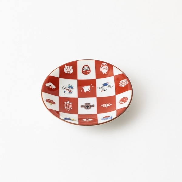 AKOMEYA TOKYO/ 九谷焼　豆皿　吉祥紋格子