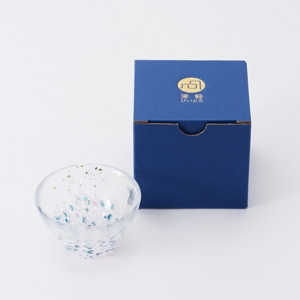 AKOMEYA TOKYO/ 津軽びいどろ　盃　金彩オパール　スモークブルー