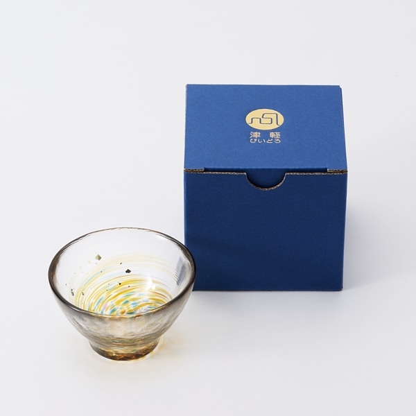 AKOMEYA TOKYO/ 津軽びいどろ　盃　金彩アンバー　ブルー