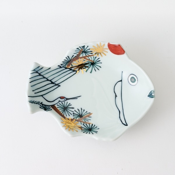 AKOMEYA TOKYO/ 有田焼　招福鯛小皿　鶴松