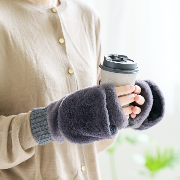 AKOMEYA TOKYO/ ファー2wayグローブ ダークグレー
