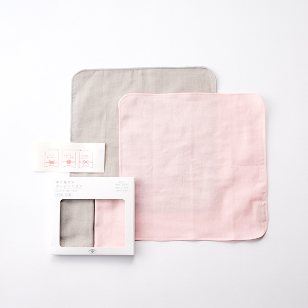 AKOMEYA TOKYO/ 幸せを届けるガーゼハンカチ 2枚組 桜×銀