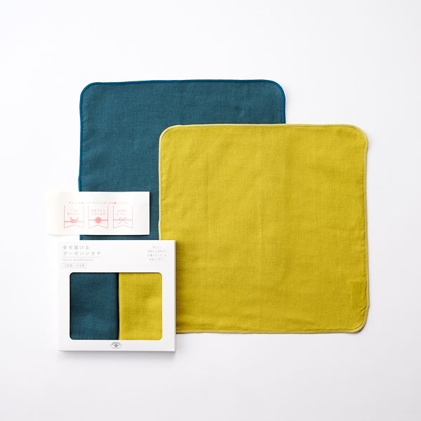 AKOMEYA TOKYO/ 幸せを届けるガーゼハンカチ 2枚組 抹茶×紺