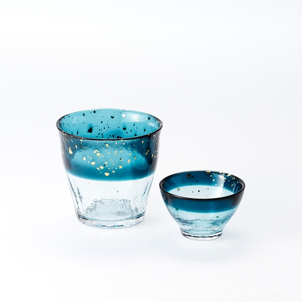 AKOMEYA TOKYO/ 津軽びいどろセット 金彩スモークトップブルー
