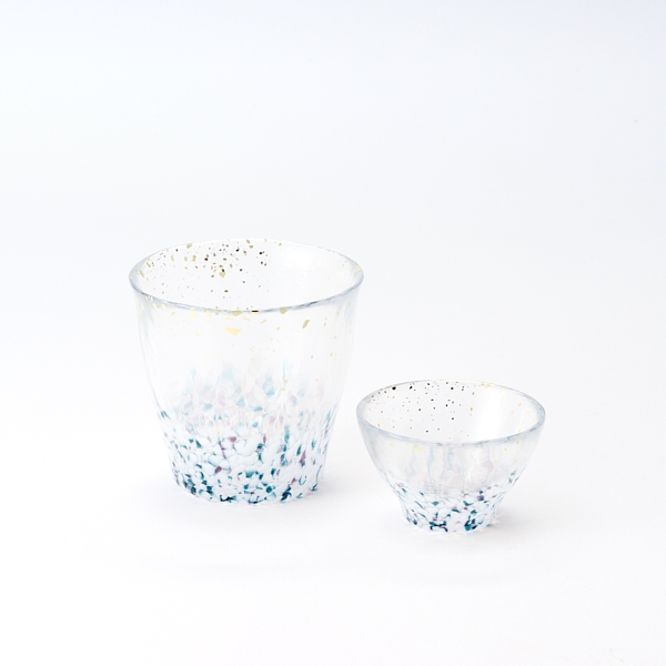 AKOMEYA TOKYO/ 津軽びいどろセット 金彩オパールスモークブルー