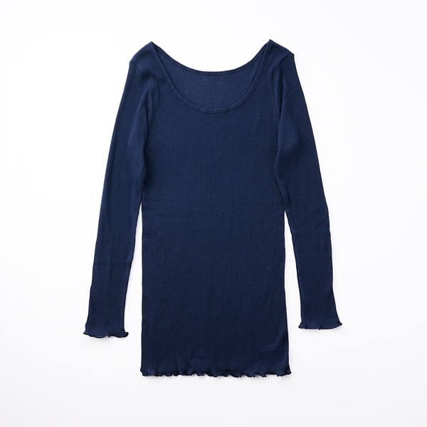 AKOMEYA TOKYO/ on肌 リブ8分袖トップス ネイビー