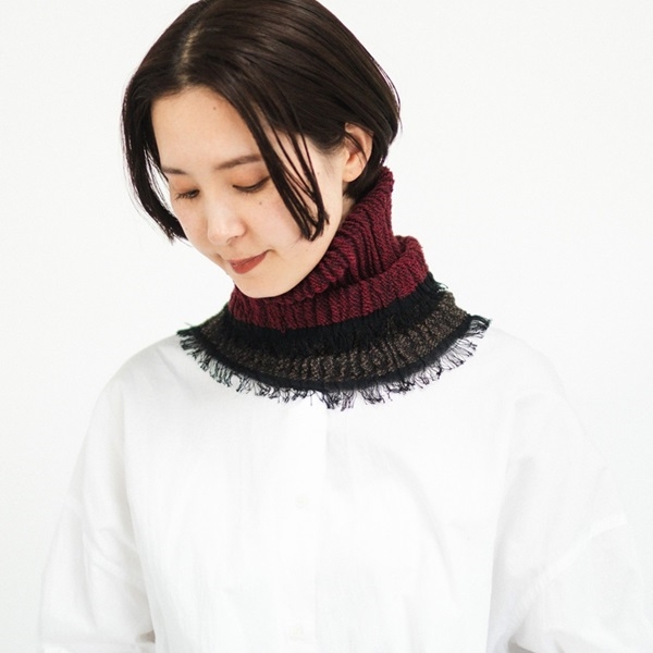 AKOMEYA TOKYO/ 工房織座 ウールネックウォーマー ボルドーレッド