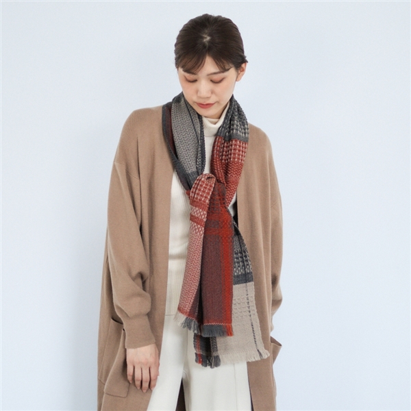 AKOMEYA TOKYO/工房織座 KAWARI WOOL MAFFLER マロンチャコール