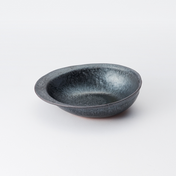 AKOMEYA TOKYO/ 信楽焼 楕円鉢 黒銀彩