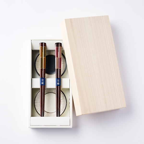 市松宵金 箸・豆皿揃え