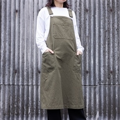AKOMEYA TOKYO/ CUMO 倉敷帆布 オーバーオールエプロン カーキ