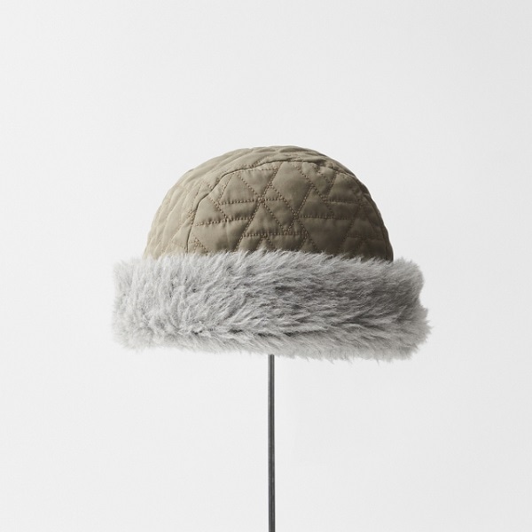 mature ha. hood cap quilting olive
