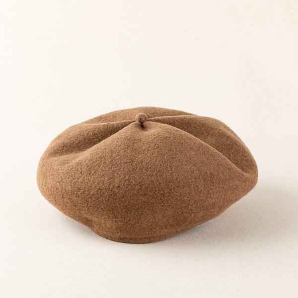 mature ha. beret top gather big mocha