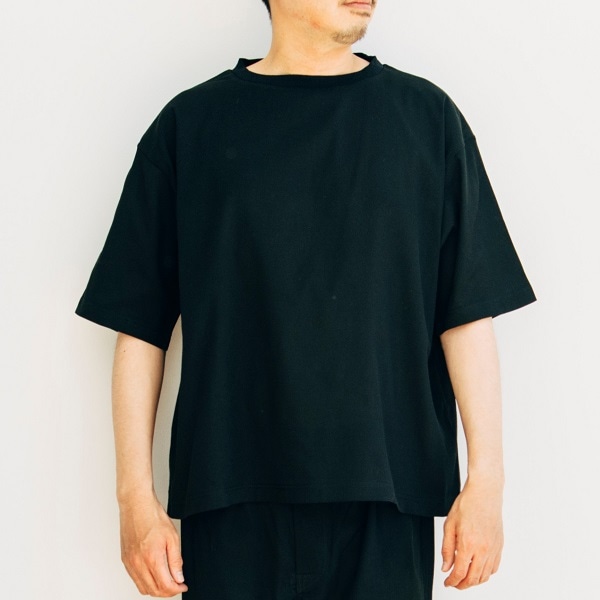 AKOMEYA TOKYO/ steteco　DRYストレッチワイドTシャツ　ブラック　Ｌ